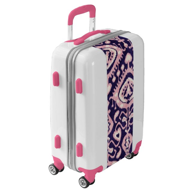 Chic indigo blue and pink ikat tribal patterns luggage (Rotated Left)