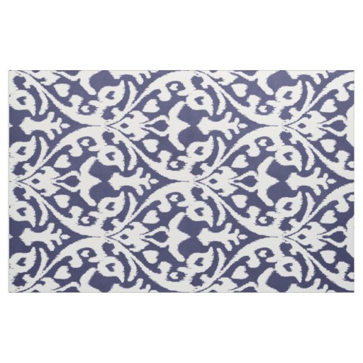 Chic indigo blue and white ikat tribal patterns fabric | Zazzle