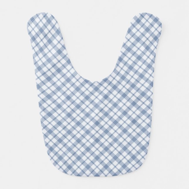 Chic Indigo Blue and White Preppy Baby Bib (Front)