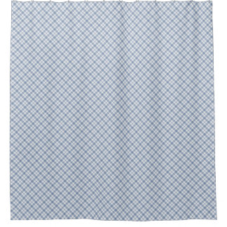 Chic Indigo Blue and White Preppy Check Pattern Shower Curtain