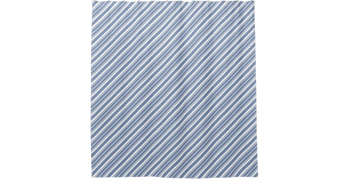 Chic Indigo Blue and White Ticking Stripes Shower Curtain Zazzle