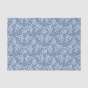 Chic Indigo Blue Ethnic Floral Print Tissue Paper