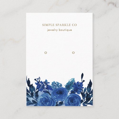 Chic Indigo Blue Floral Earring Display Card