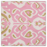 Chic indigo gold and pink ikat tribal patterns fabric