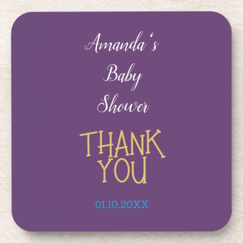 Chic Indigo Gold Color Minimalist Baby Shower Beverage Coaster