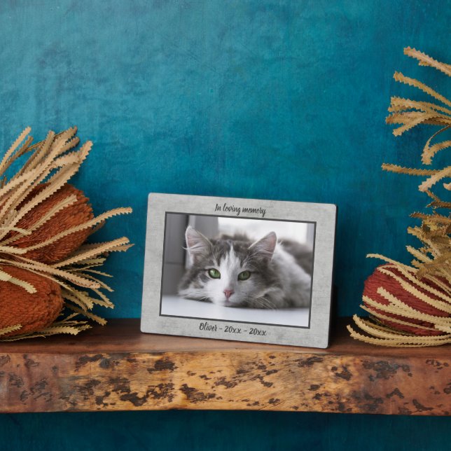 Chic Industrial Cat Memorial Photo Keepsake Plaque (Side)
