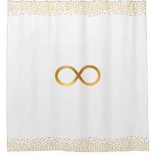 Chic Infinity Symbol & Gold Confetti on White Shower Curtain