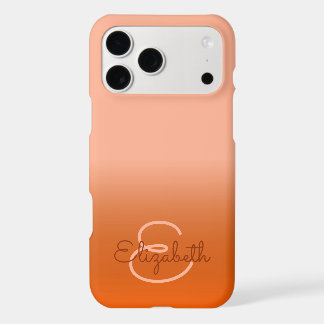 Chic Initial Monogram Cantaloupe Orange Ombre Name iPhone 17 Pro Max Case
