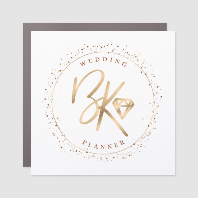 Chic Initials & Confetti Custom Made Company Logo Car Magnet (Front)