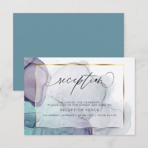 Chic Inky Plum Purple Teal Reception Invitation