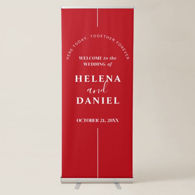 Chic Inline | Personalized Modern Wedding Welcome Retractable Banner (Front)