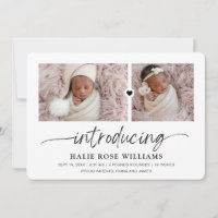 Chic Introducing Photo Collage Birth Announcement