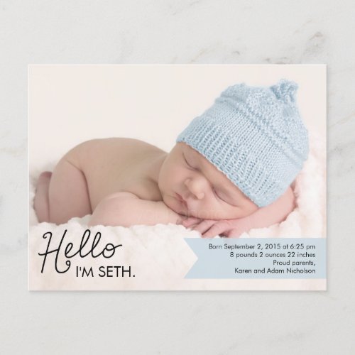 Chic Introduction Birth Announcement _ Blue