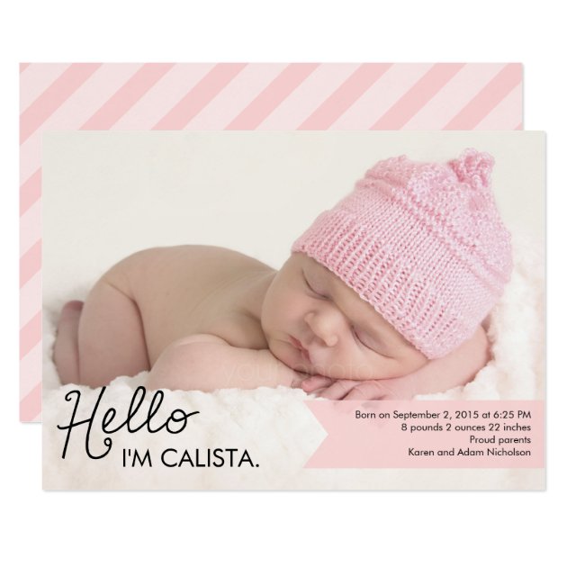 Chic Introduction Birth Announcement - Pink