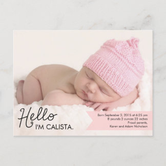Chic Introduction Birth Announcement - Pink