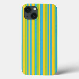 Chic iPad Case: Turquoise, Yellow, Green Stripes iPhone 13 Case