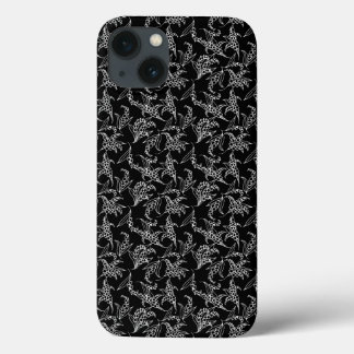 Chic iPad Case, White Lilies of the Valley: Black iPhone 13 Case