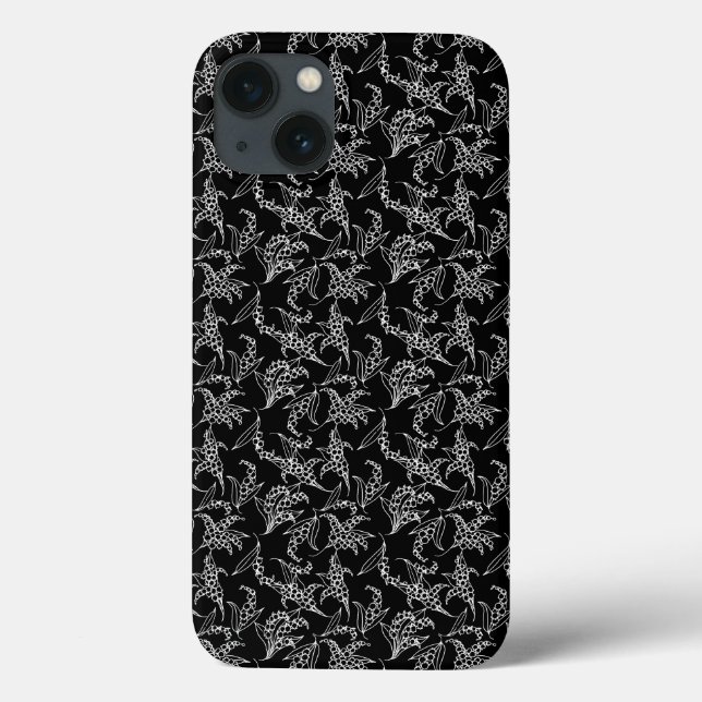 Chic iPad Case, White Lilies of the Valley: Black Case-Mate iPhone Case (Back)