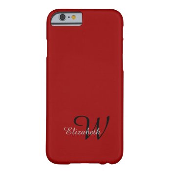 Chic Iphone6 Case_gray Name/gray Initial On Red Barely There Iphone 6 Case by GiftMePlease at Zazzle