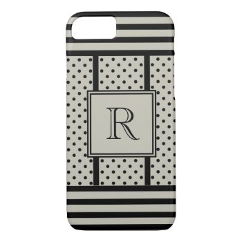 Chic Iphone 7 Case_black Dots/stripes On 547 Stone Iphone 8/7 Case by GiftMePlease at Zazzle