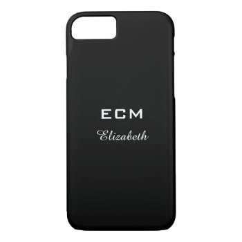 Chic Iphone 7 Case_ White Initials/name On Black Iphone 8/7 Case by GiftMePlease at Zazzle