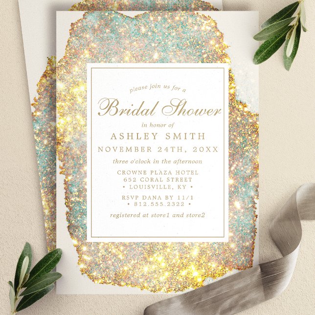 Chic Iridescent Glitter Bridal Shower Invitation (Creator Uploaded)