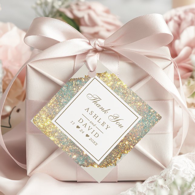 Chic Iridescent Holographic Glitter Favor Tag (Creator Uploaded)