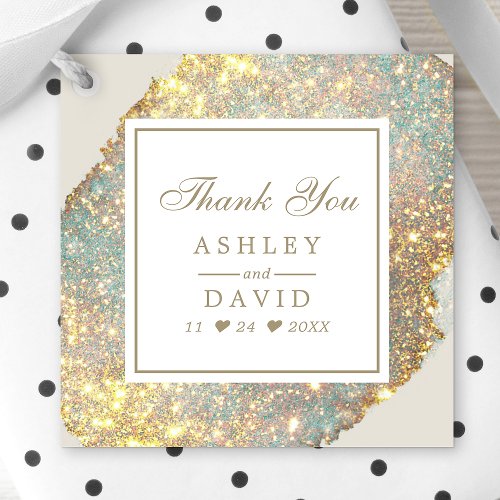 Chic Iridescent Holographic Glitter Favor Tag