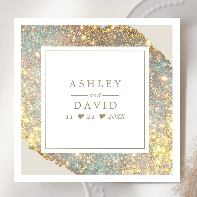 Chic Iridescent Holographic Glitter Wedding Napkins (Creator Uploaded)