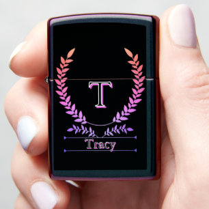 Chic Iridescent Laurel Personalized Pocket Zippo Lighter