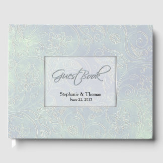 Chic Iridescent Pearl Wedding Guest Book