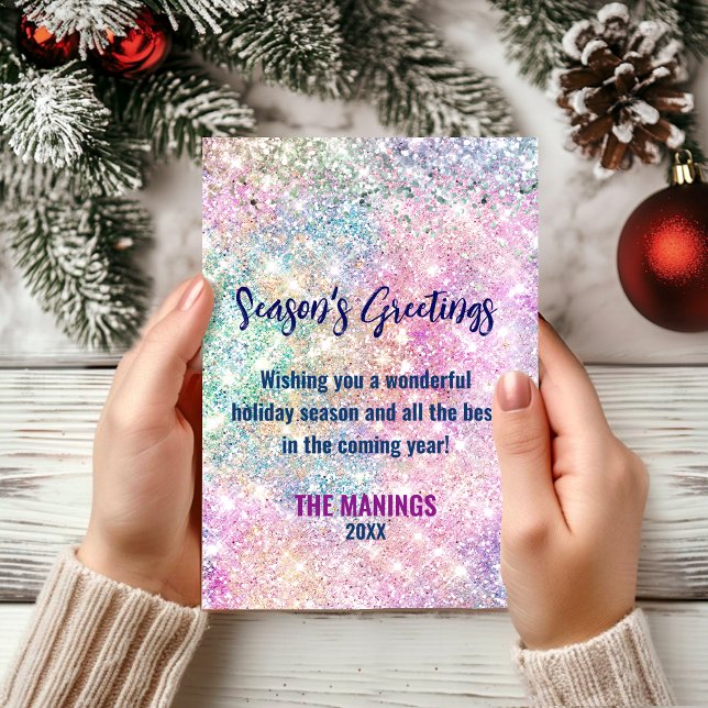 Chic iridescent pink glitter Christmas new year  (Creator Uploaded)