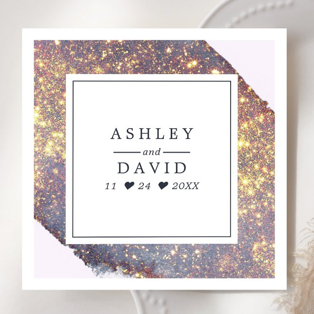 Chic Iridescent Purple Gold Glitter Wedding Napkins (Creator Uploaded)