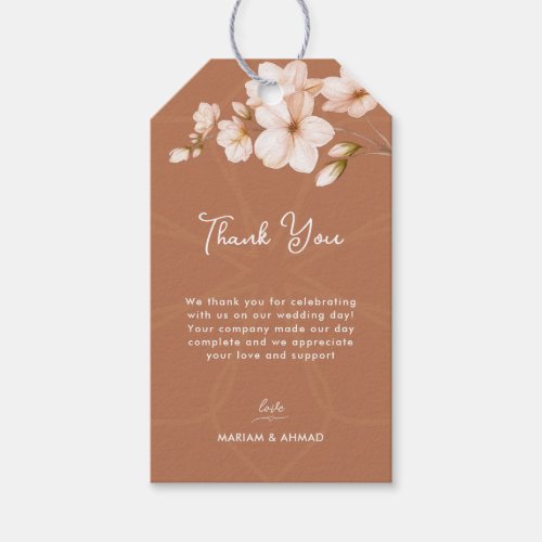 Chic Islamic Boho Terracotta Floral Thank You Gift Tags