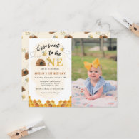 Chic It’s so sweet to bee One first birthday Photo Invitation