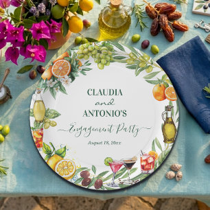 Chic Italian Citrus Engagement Party Paper Plates