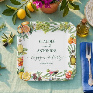 Chic Italian Citrus Engagement Party Paper Plates