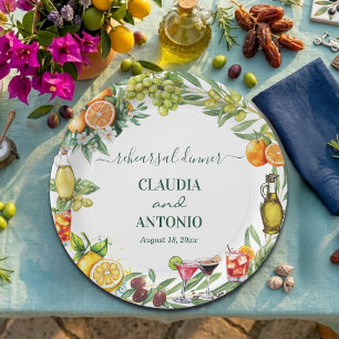 Chic Italian Citrus Wedding Rehearsal Dinner Paper Plates