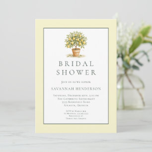 Chic Italian Lemon Tree Yellow Green Bridal Shower Invitation