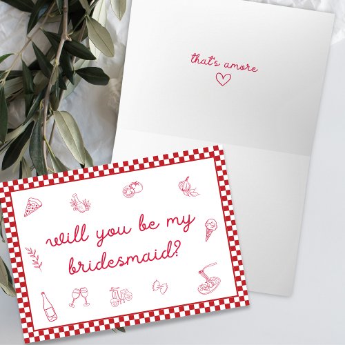 Chic Italian Thats Amore Bridesmaid Proposal  Card