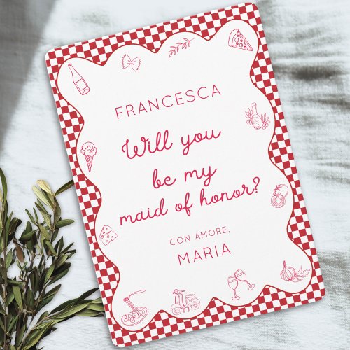 Chic Italian_Themed Fun Maid of Honor Proposal  Note Card
