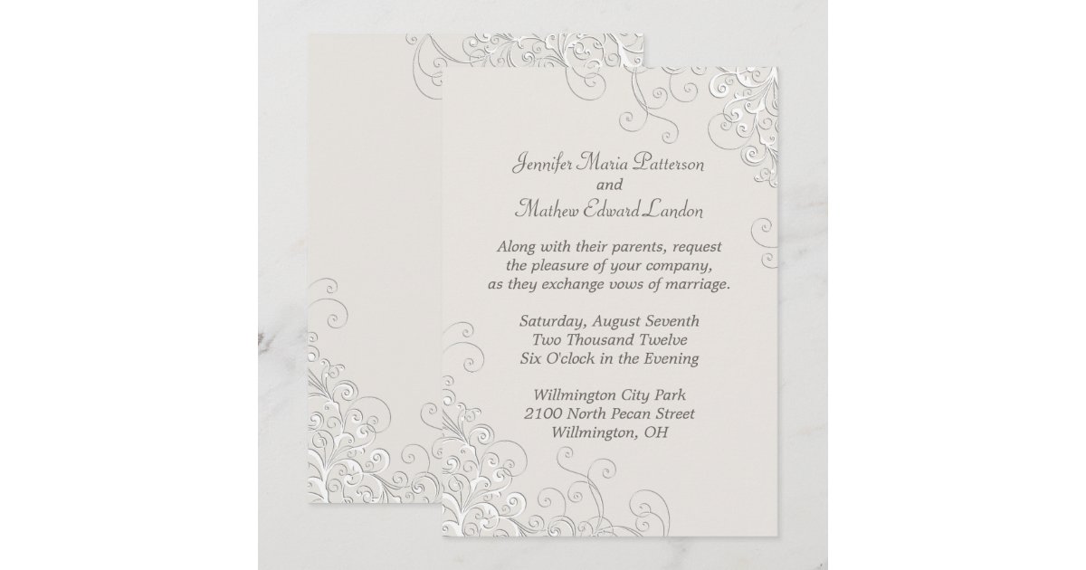 Chic Ivory and White Classic Wedding Invitation | Zazzle