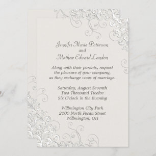 Chic Ivory and White Classic Wedding Invitation