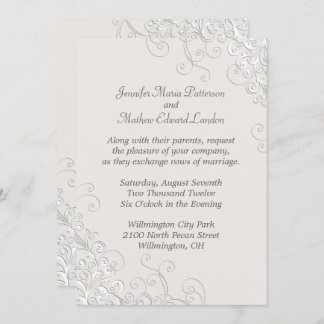Chic Ivory and White Classic Wedding Invitation