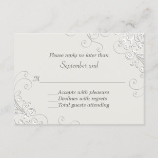 Chic Ivory and White Classic Wedding RSVP Card