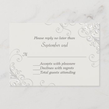 Chic Ivory And White Classic Wedding Rsvp Card by Myweddingday at Zazzle