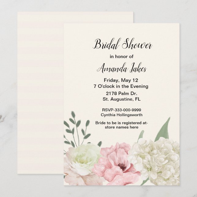 Chic Ivory Bridal Shower Invitation (Front/Back)