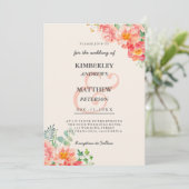 Chic Ivory Coral Pink Watercolor Elegant Wedding Invitation (Standing Front)