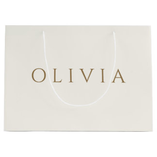 Chic ivory cream minimalist monogram large gift large gift bag
