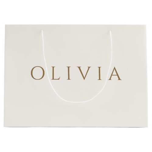 Chic ivory cream  minimalist monogram  large gift  large gift bag